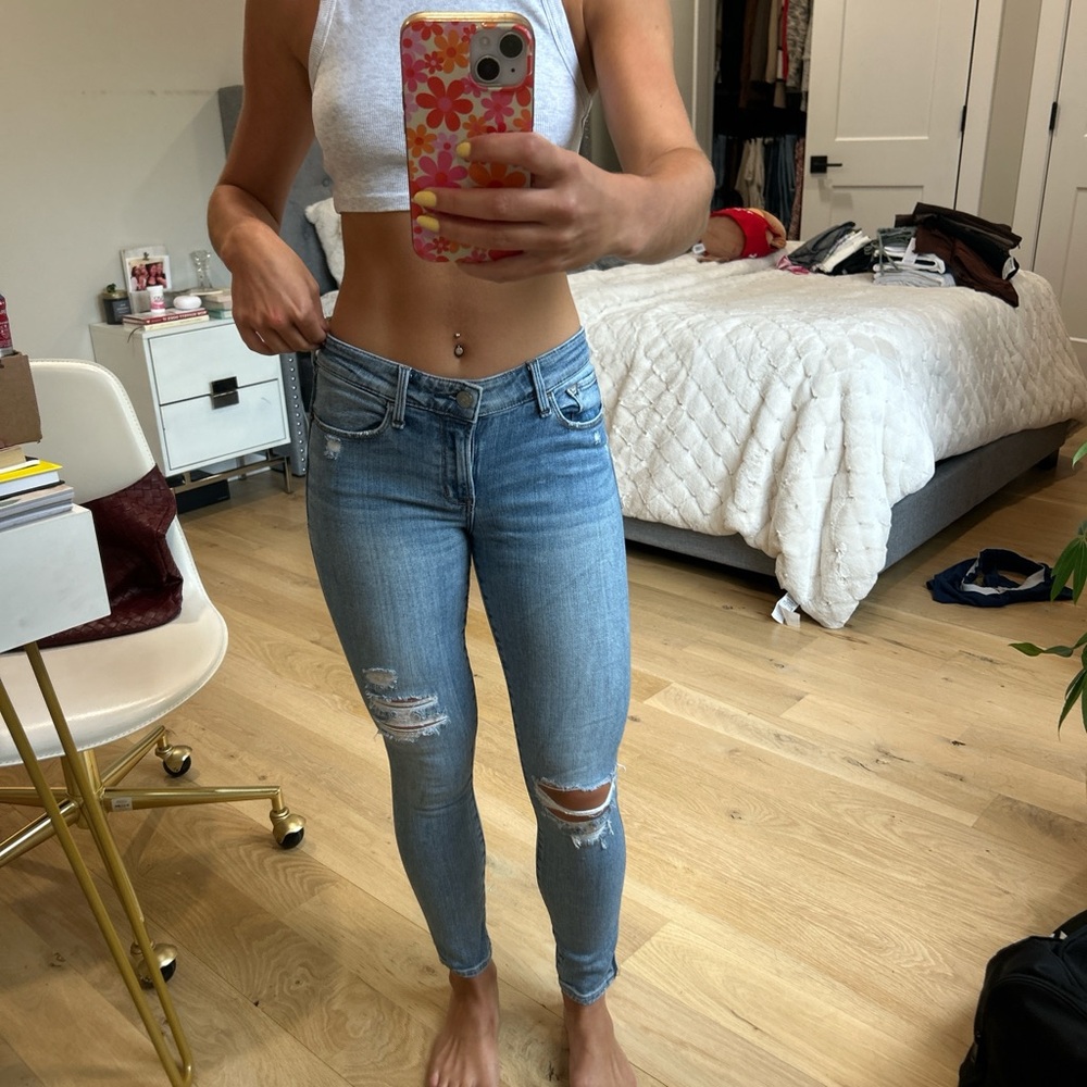 Abercrombie & Fitch Light Blue Ripped Skinny Jeans